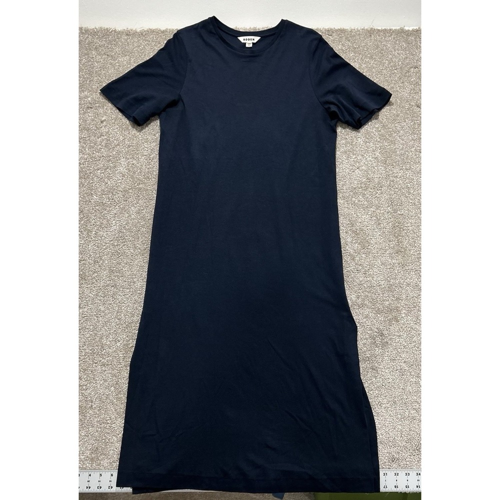 Boden US 12R Navy Midi Dress Cotton Side Slits - Read